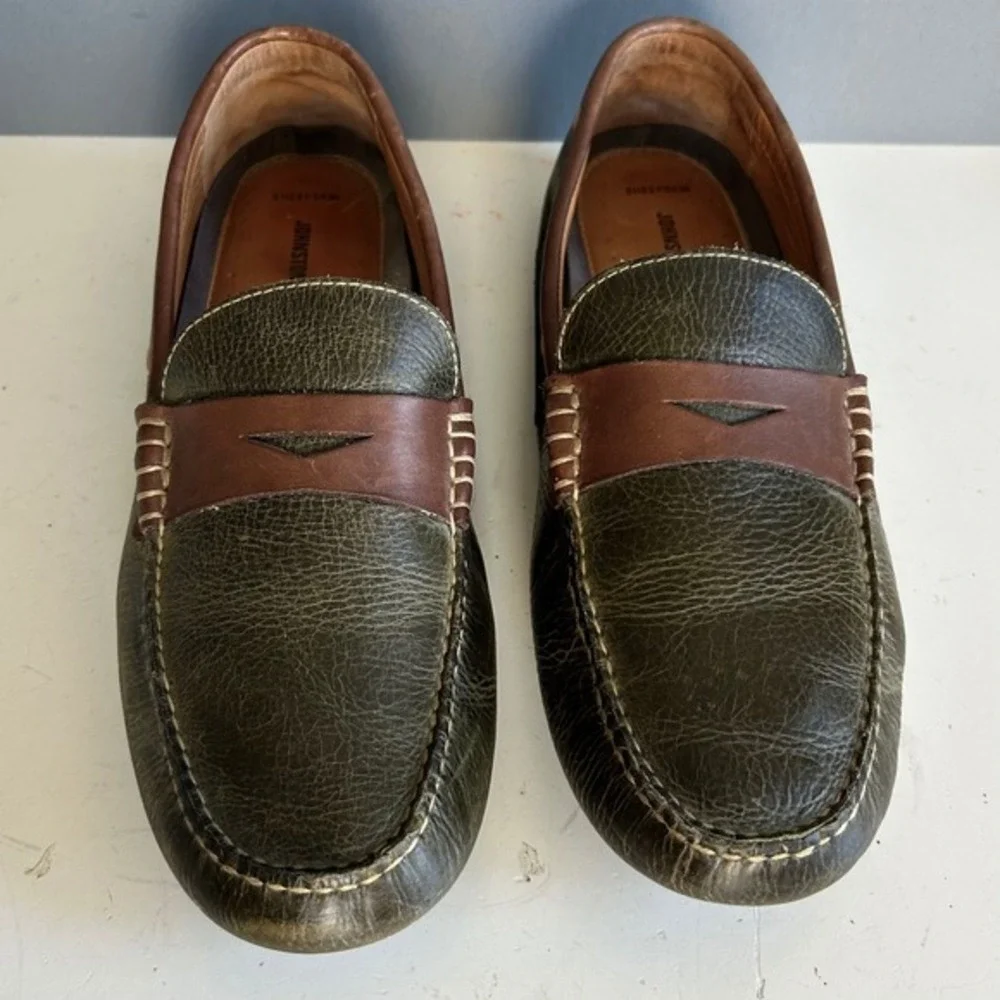 Johnston‎ & Murphy Drivers Penny Loafer Mens 9.5 Green Sheepskin Boat Preppy